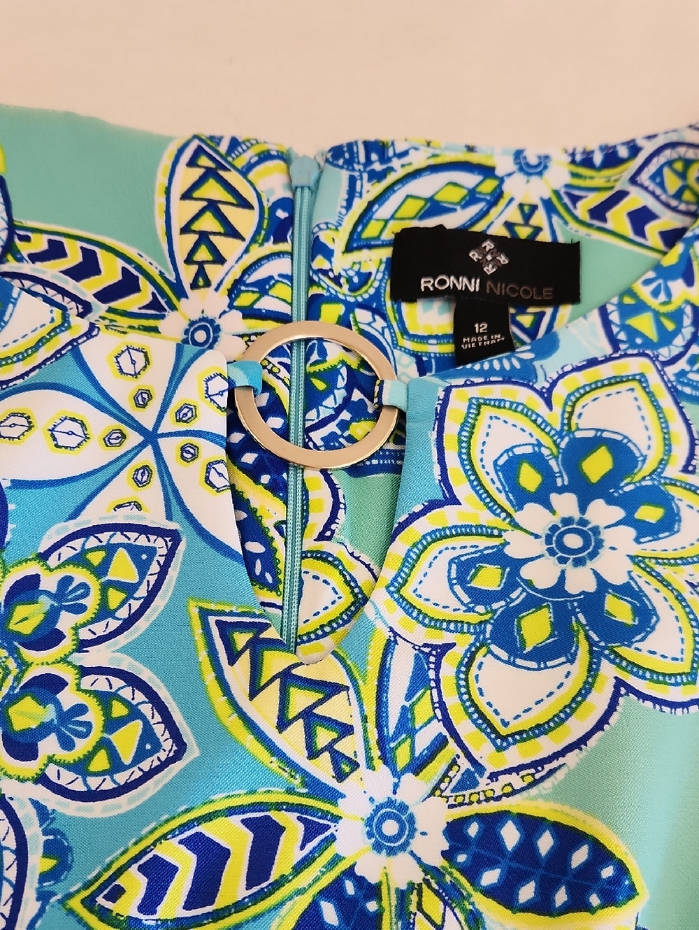 Ronni Nicole Paisley Sleeveless Shades Blue Midi Dress. Size 12 - Picture 5 of 12